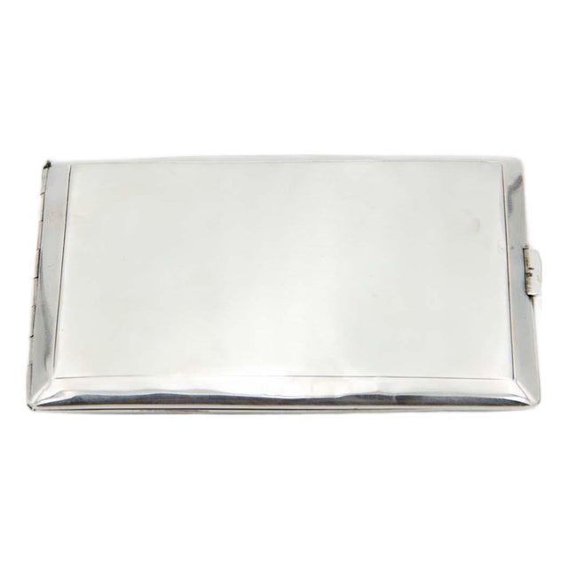 Brushed Silver Cigarette Case in Rectangular Shape For Sale