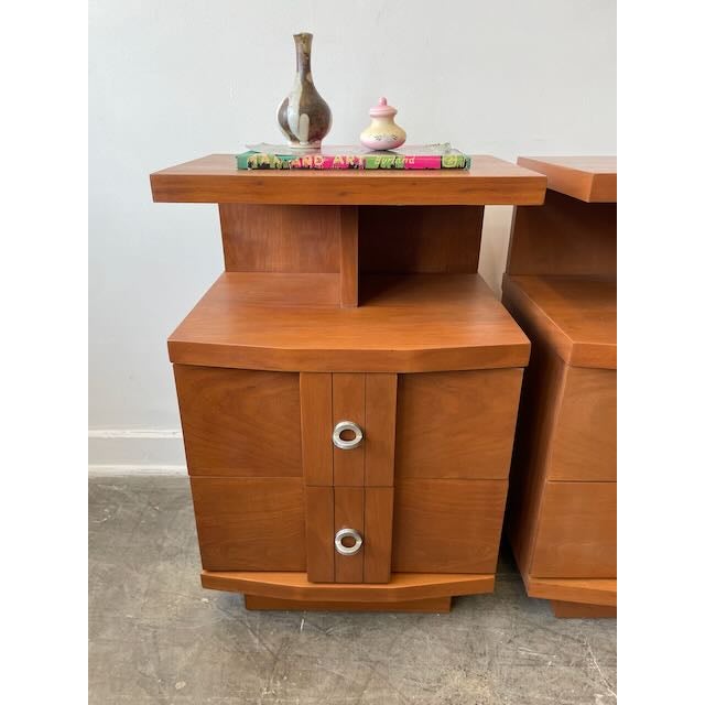 Mid-Century Modern Restored Pair of "Titan" Nightstands by Kent Coffey For Sale - Image 3 of 12