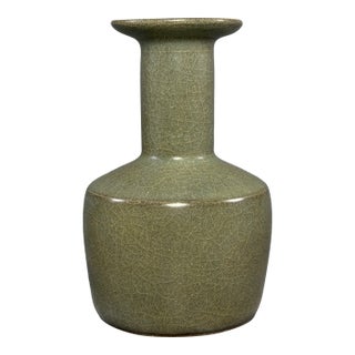 Antique Chinese Official‑Style Celadon Disk‑Mouth Vase For Sale