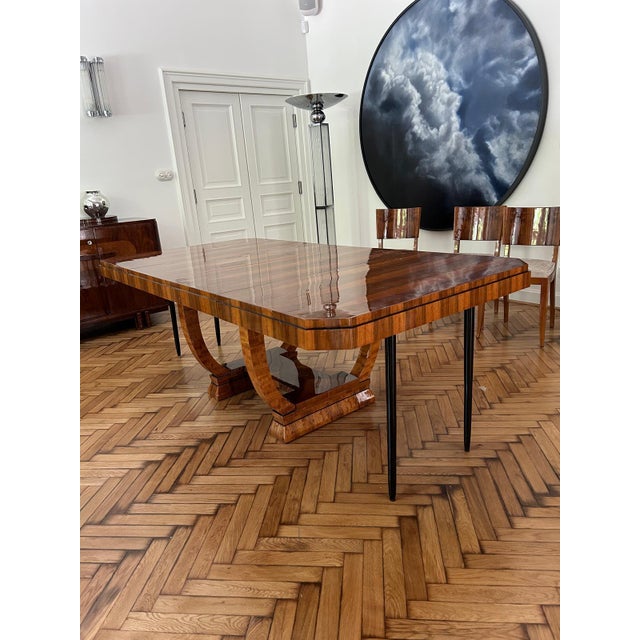 French Art Deco Dining Table Set, 1930s, Set of 7 For Sale - Image 12 of 14