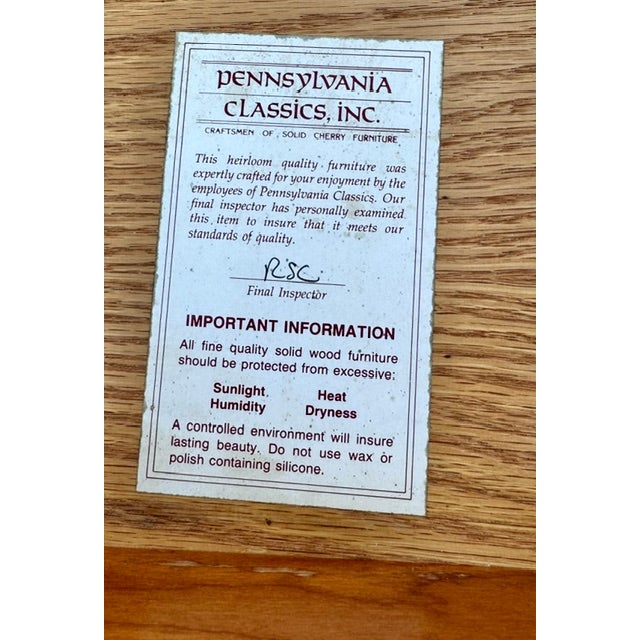 Brown Late 20th Century Cherry Pennsylvania Classics Chest on Chest For Sale - Image 8 of 9