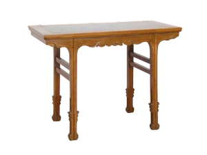 1980s Chinese Side Table With Sword-Style Legs and Pudding Stone Top
