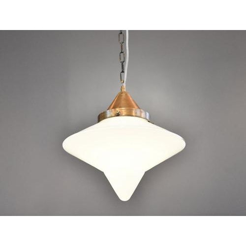 Dr Ing Schneider & Co Opaline Glass Pendant Light - Stepped handblown opaline glass - Takes E27 fitting bulbs - Brass top...