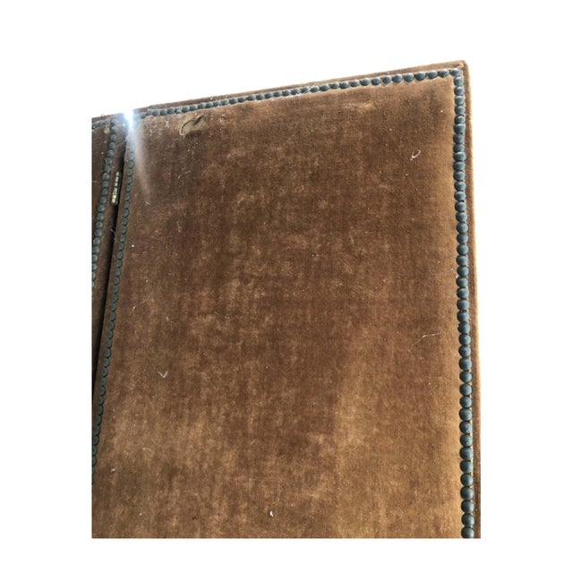 Antique Velvet, Tapestry and Nail Heads Three-Panel Folding Screen For Sale - Image 9 of 9