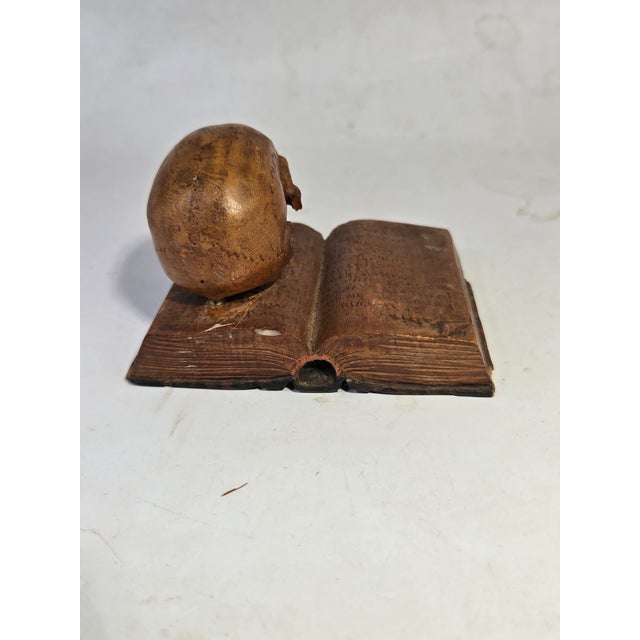 Gothic Rare German Early 20th C Momento Mori Hand Carved Wooden Sculpture For Sale - Image 3 of 11
