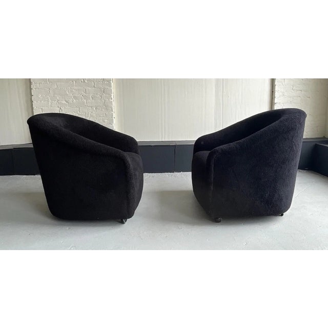 1980s Vintage Black Boucle Tub Chairs - a Pair For Sale - Image 9 of 10