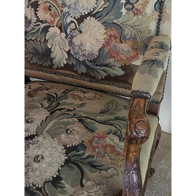 9th Century French Louis XV-style Armchair With Floral Needlepoint Tapestry For Sale In San Francisco - Image 6 of 15