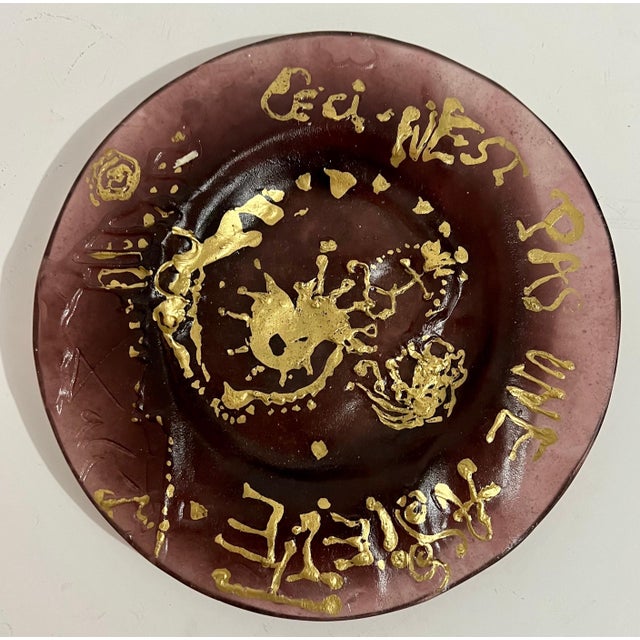 Salvador Dalí (after) Salvador Dali, Salvador Dali Daum Pate de Verre with Gold, Glass Plate Sculpture Crystal Art, c.1970 For Sale - Image 4 of 18