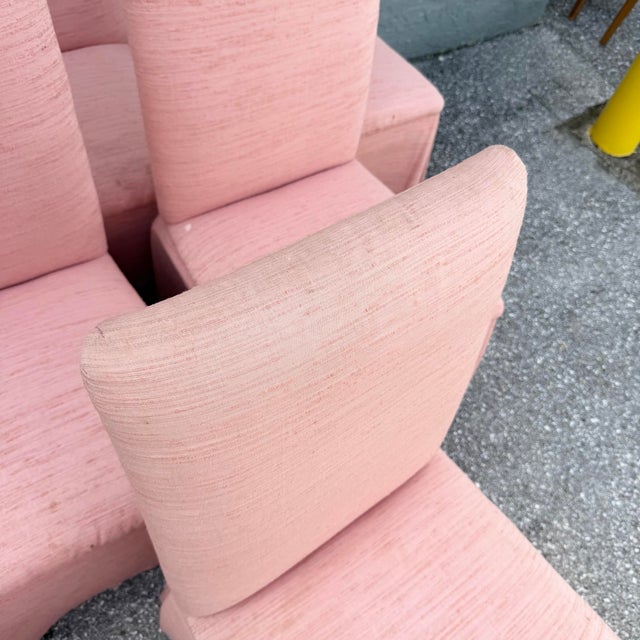 1980s Postmodern Pink Skirted Parsons Dining Chairs - Set of 6 For Sale - Image 5 of 7