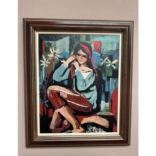M. Costa, Portrait of a Young Lady, 1960s, Oil Painting on Canvas, Framed For Sale - Image 16 of 18