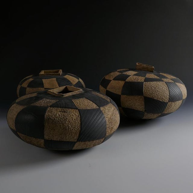 Wood Mr Vénérable Is Dressed Vases in Oak Wood by Yann Marot, Set of 3 For Sale - Image 7 of 14