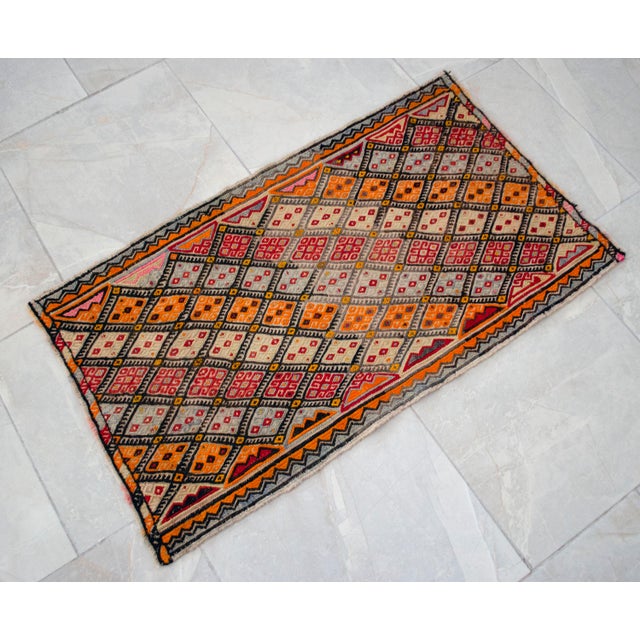 1960s Vintage Hand-Woven Braided Turkish Jajim Kilim Rug For Sale - Image 13 of 14