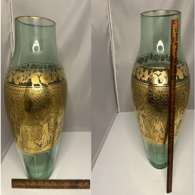 Early 20th Century Moser Uranium Glass Vase: Gilt Frieze, Renaissance Revival, 13" Tall For Sale - Image 10 of 10