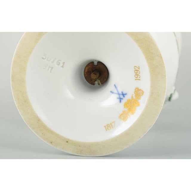 Porcelain Vine-Leaf Pattern Vase on Foot from Meissen, 1992 For Sale - Image 4 of 5