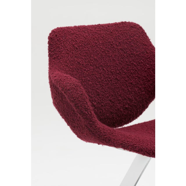 Sculptural Scimitar Dining Table and Chairs in Burgundy Bouclé by Boris Tabacoff for Mobilier Modulaire Moderne, 1970s, Set of 6 For Sale - Image 12 of 18