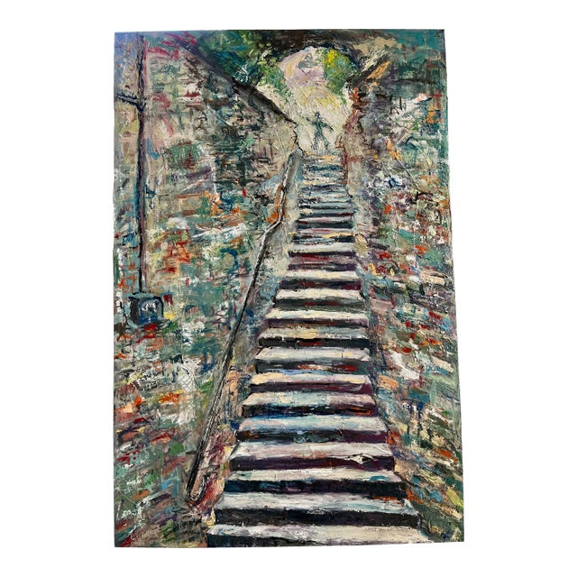 "The Staircase", Abstract Oil Painting For Sale