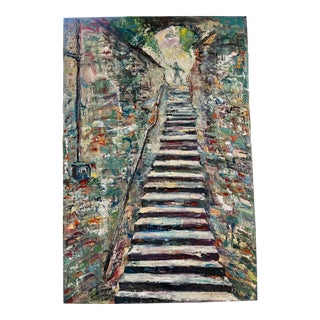 "The Stairway", Abstract Oil Painting, by Van Ness For Sale