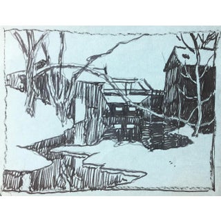 1950s Norman Kent Americana Landscape Drawing For Sale