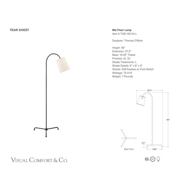 Thomas O'Brien by Visual Comfort Signature Mia Floor Lamp in Aged Iron with Linen Shade Designer: Thomas O'Brien Height:...