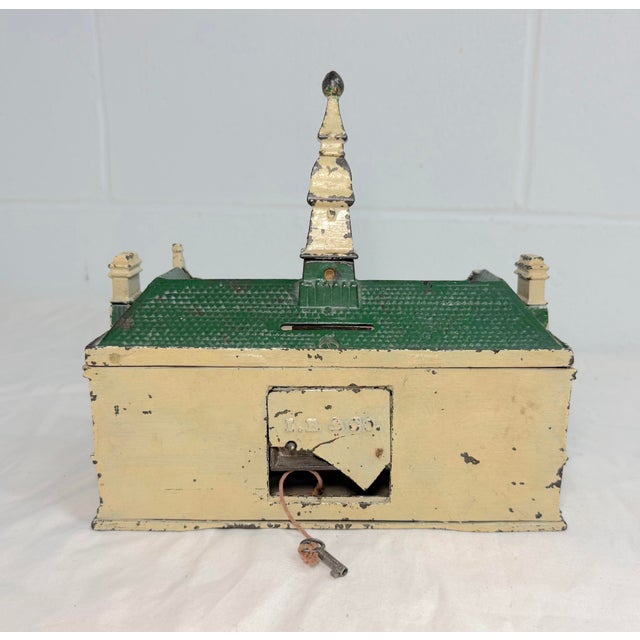 Rare Antique 1890's Ives, Blakeslee & Company Palace Green Cast Iron Still Bank For Sale - Image 15 of 15