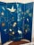 Room Divider, Large Art on Wood. 4 Panel Bright Blue Background With Cranes. Stunning. For Sale - Image 4 of 8