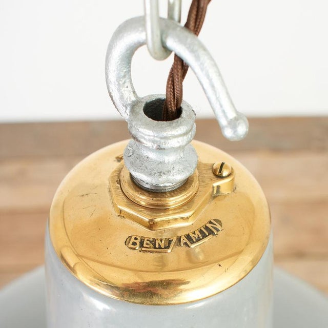 Industrial Grey Factory Pendant Light from Benjamin, 1950s For Sale - Image 6 of 8