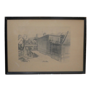 William Sharp - "If Your Honor Please" Signed Lithograph Print (American) (Circa 1950), Framed