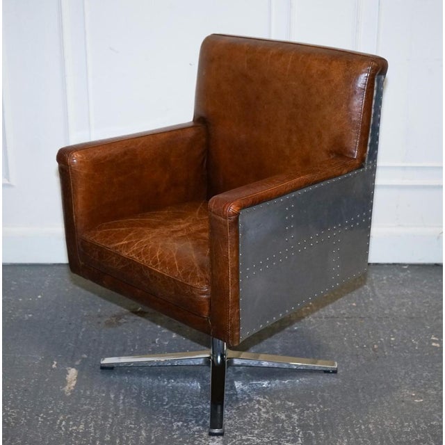 Vintage Brown Leather Aviator Chair For Sale - Image 14 of 18