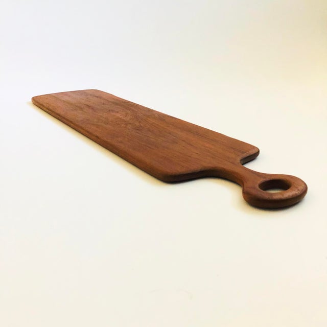 Mid Century Long Teak Paddle Cutting Board For Sale - Image 4 of 8