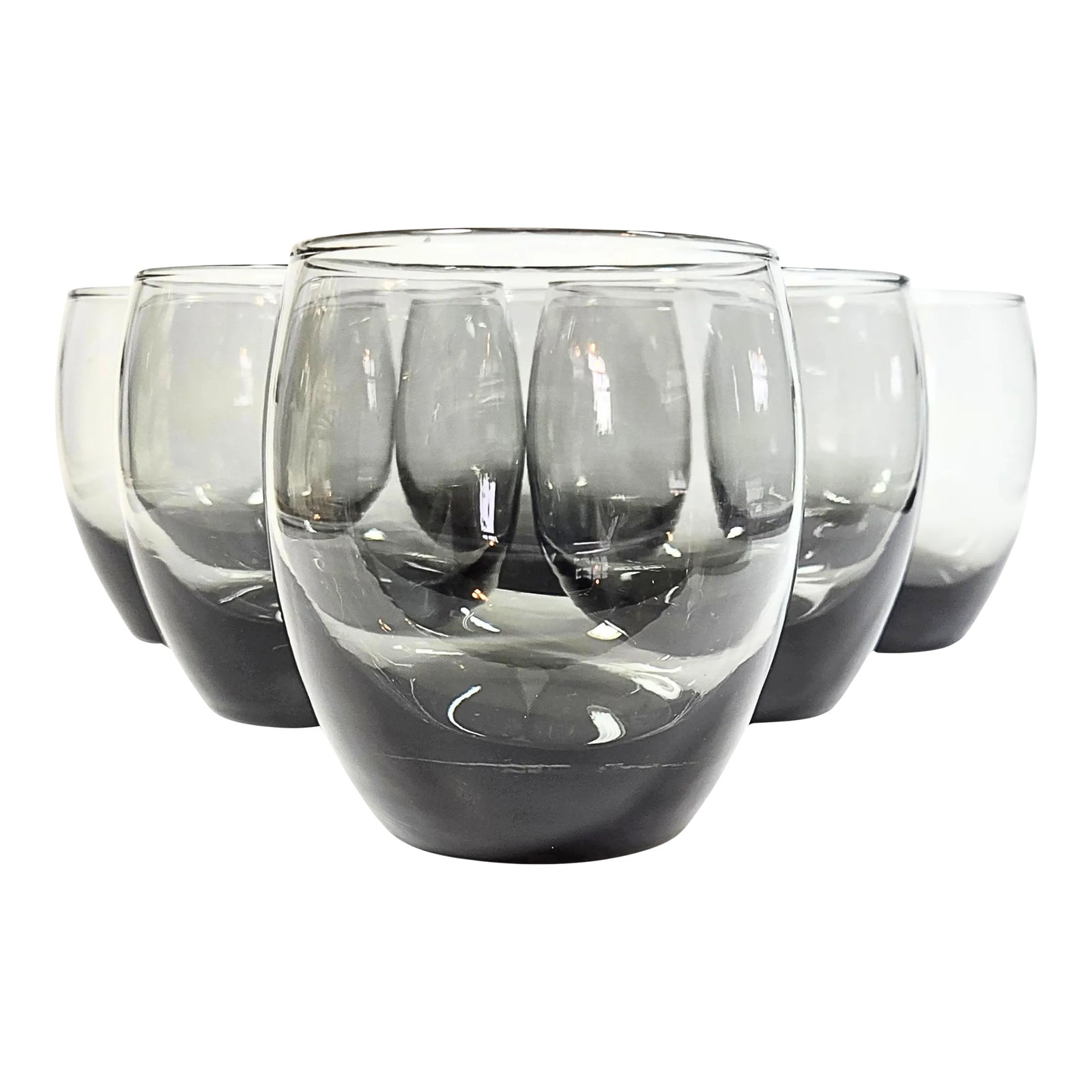 Mid Century Smoky Gray Roly Polies- Set of Six | Chairish
