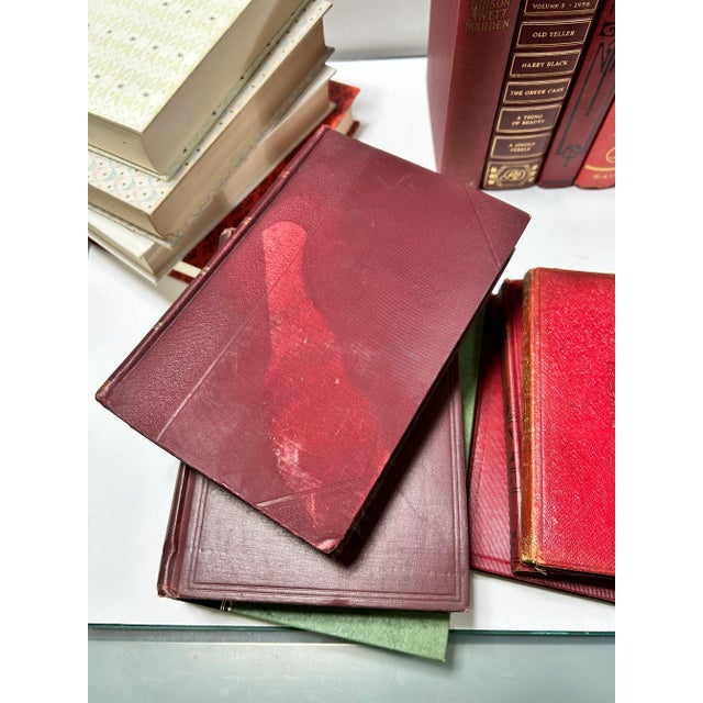Vintage Burgundy Leather Decorative Books – Library Styling Set of 23 For Sale In Louisville - Image 6 of 12