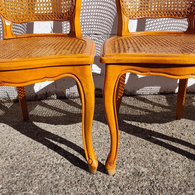 French Provincial Louis XV Style Cane and Cherrywood Dining Chairs, Set of 6 For Sale - Image 14 of 18