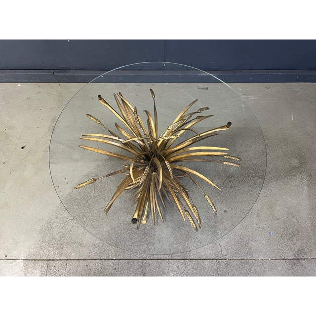 Vintage Glass and Gilt Metal Sheaf of Wheat Coco Chanel Coffee Table, 1960s For Sale - Image 6 of 10
