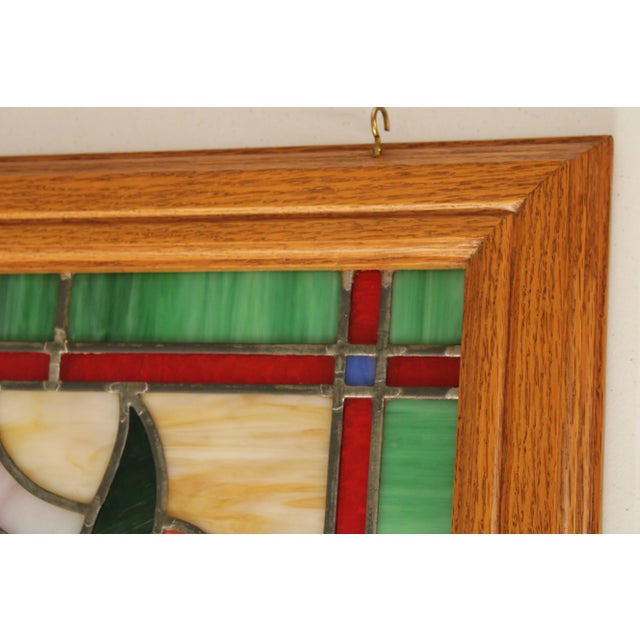 Vintage Stained Glass Transom Window or Hanging Decor For Sale - Image 4 of 13
