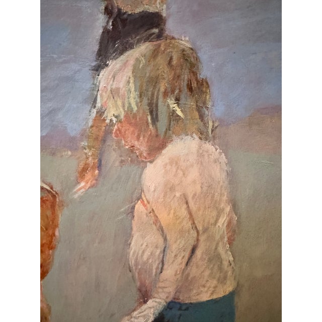 Boho Chic 1970s Painting of Children Playing in Beach by Anton Sipos For Sale - Image 3 of 8