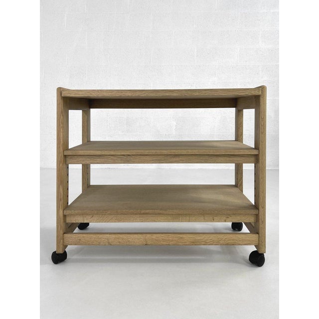 Guillerme et Chambron Oak Serving Trolley by Guillerme et Chambron for Votre Maison, 1950s For Sale - Image 4 of 10