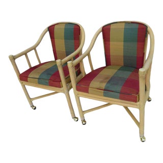 Vintage Mid-Century Modern McGuire San Francisco Bamboo Rattan Tub Club Chairs - a Pair For Sale