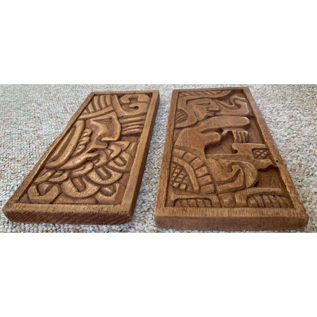 Tribal Late 20th Century Vintage Mayan Wood Panels, Set of 2 For Sale - Image 3 of 9