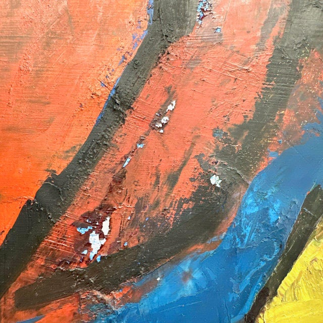 Orange 1970s Oswaldo Guayasamin Original Painting on Canvas For Sale - Image 8 of 17