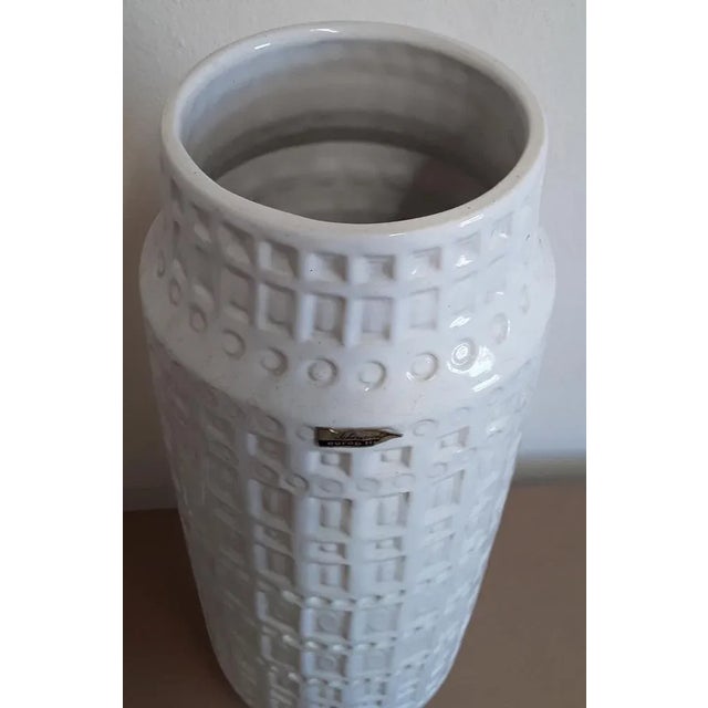 Vintage German Floor Vase in White Glazed Ceramic from Scheurich, 1970s, in Good conditions. Designed 1970 to 1979 This...