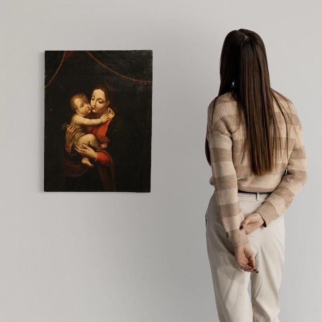 Italian Artist, Madonna and Child, 1770, Oil on Canvas For Sale - Image 3 of 13