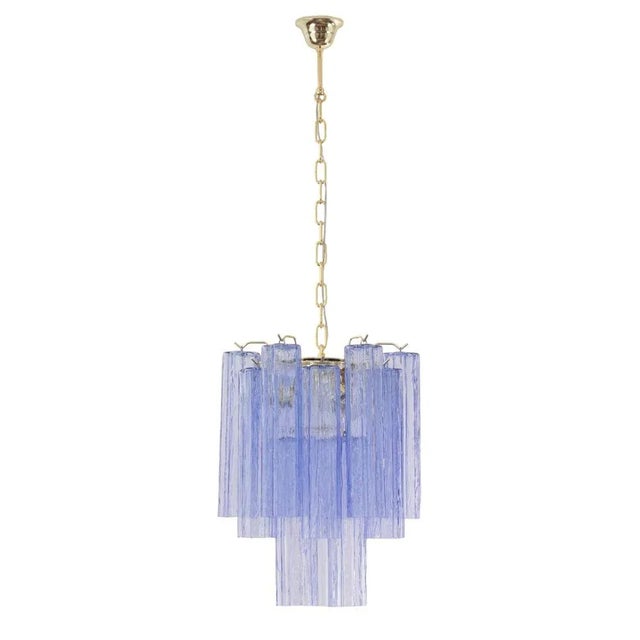 Chandelier with Murano Glass Cylinders in Blue-Purple Color, Italy, 1990s For Sale - Image 12 of 12