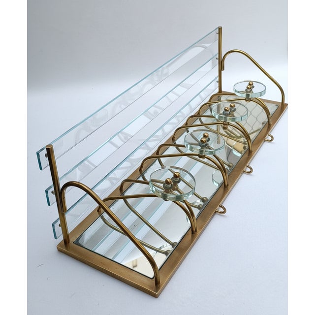 Vintage Wall-Mounted Coat Rack with Hat Rack in Brass, 1950s For Sale - Image 3 of 18