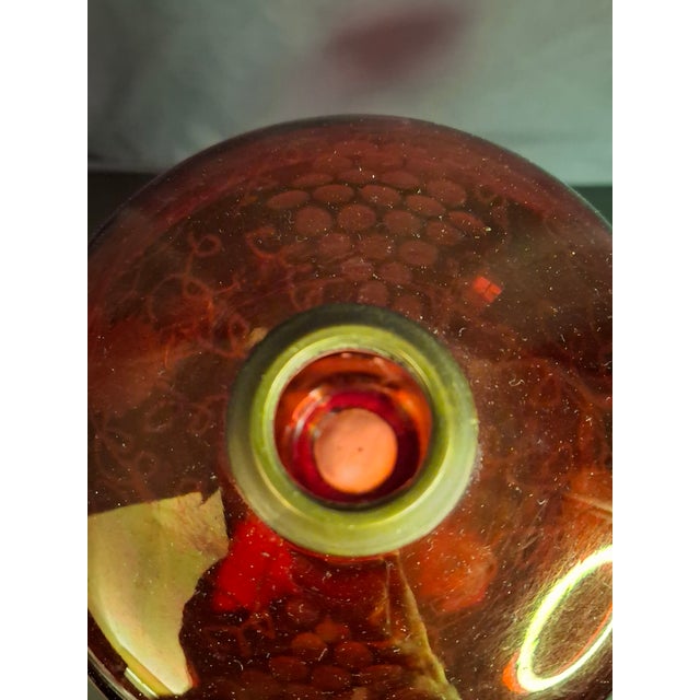 Antique Matched Pair Victorian Cranberry Cut Clear Whale Oil Lamps Glass 1850s For Sale - Image 10 of 16
