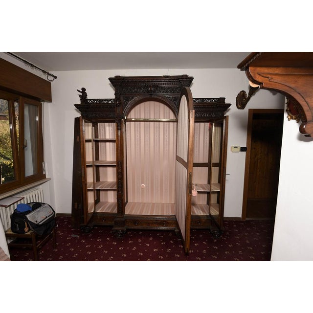 Carved Walnut Cabinet from Sellerio Giuseppe Milano For Sale - Image 5 of 18