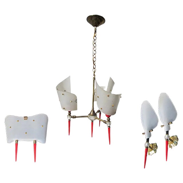 Chandelier and Wall Sconces, 1960s, Set of 3 For Sale