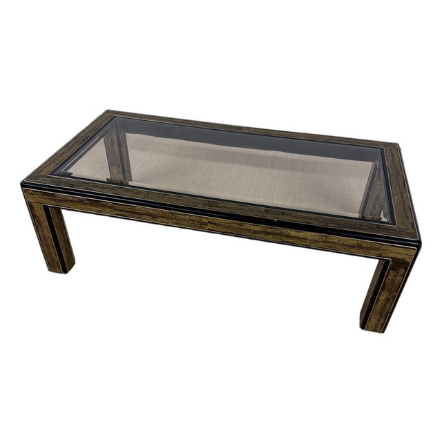 Bernhard Rohne Acid Etched Brass Coffee Table for Mastercraft For Sale