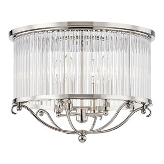 Mark D. Sikes 4 Light Glass No. 1 Semi Flush, Polished Nickel For Sale