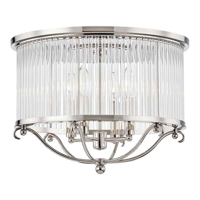 Mark D. Sikes 4 Light Glass No. 1 Semi Flush, Polished Nickel For Sale