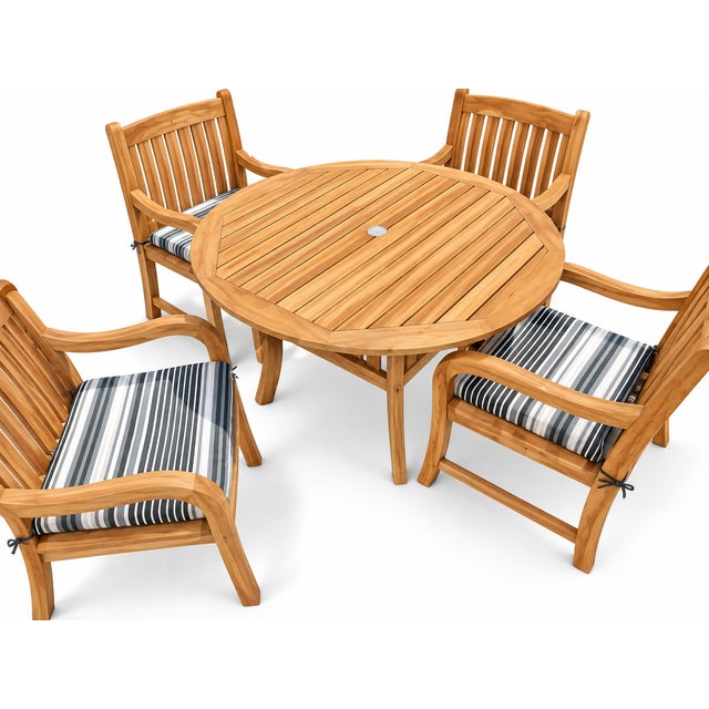 Brown Royal Teak Patio Set Table and 4 Chairs For Sale - Image 8 of 8